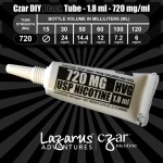 Flavorless Nictoine Liquid,  Czar Nicotine Tube - Black 720mg, Pack of 20 tubes (1.8ml/tube)