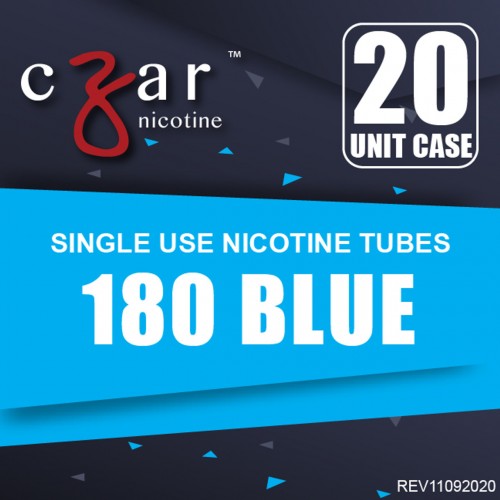 Flavorless Nictoine Liquid,  Czar Nicotine Tube - Blue 180mg, Pack of 20  tubes (0.9ml/tube)
