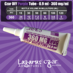 Flavorless Nictoine Liquid,  Czar Nicotine Tube - Purple 360mg, Pack of 20  tubes (0.9ml/tube)